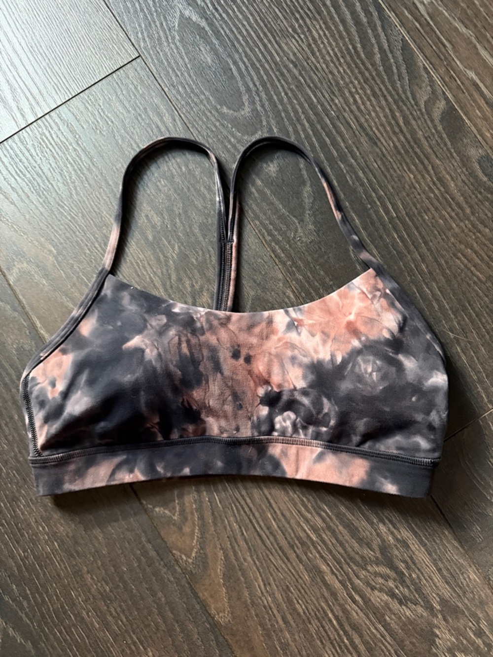 Lululemon Flow Y Bra in Diamond Dye Graphite Grey Pink Pastel